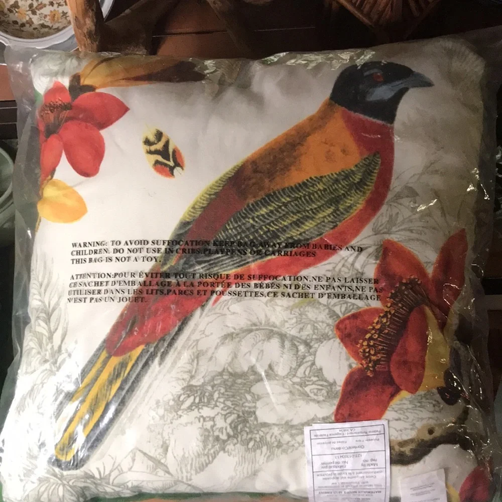 Pottery Barn Alaina Bird Large 20x20 Indoor/Outdoor Pillow with Florals … - Picture 4 of 15
